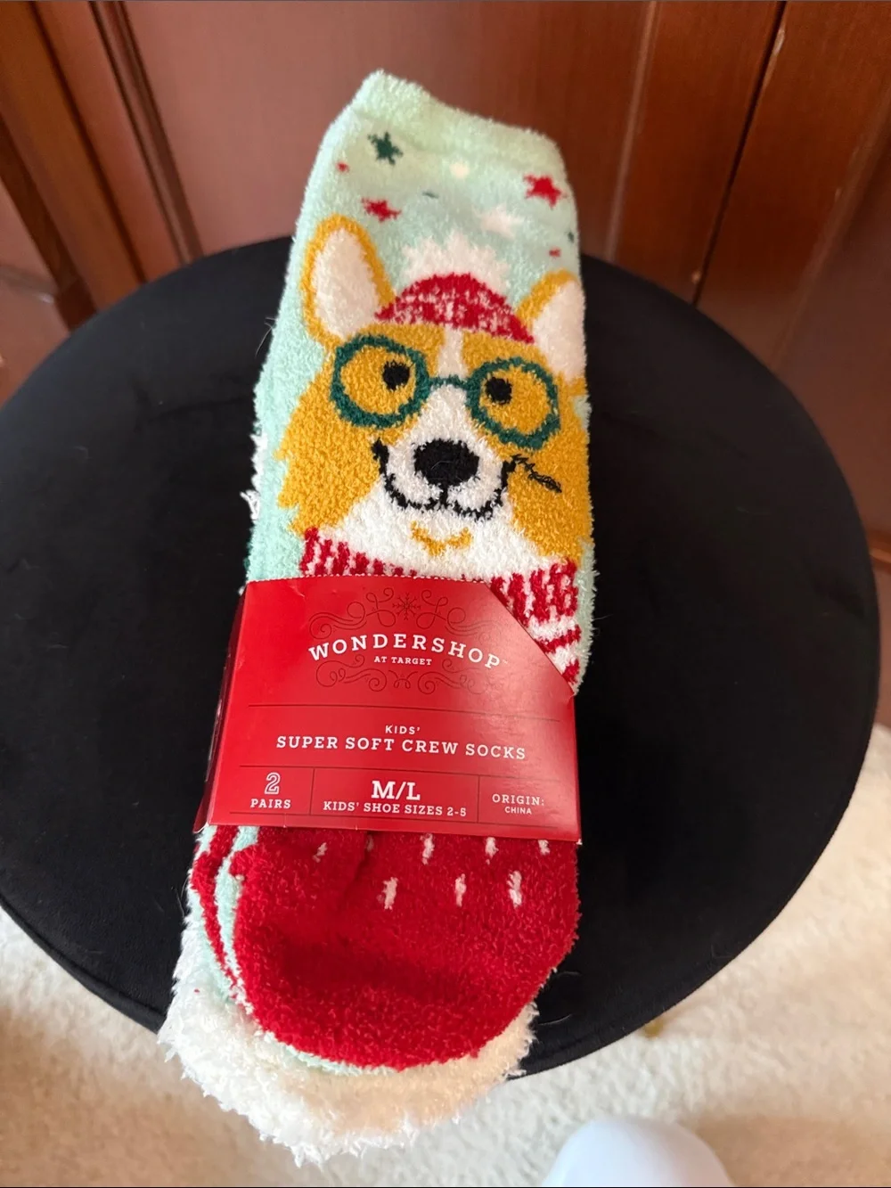 Wondershop Corgi Crew Socks in Mint & Red